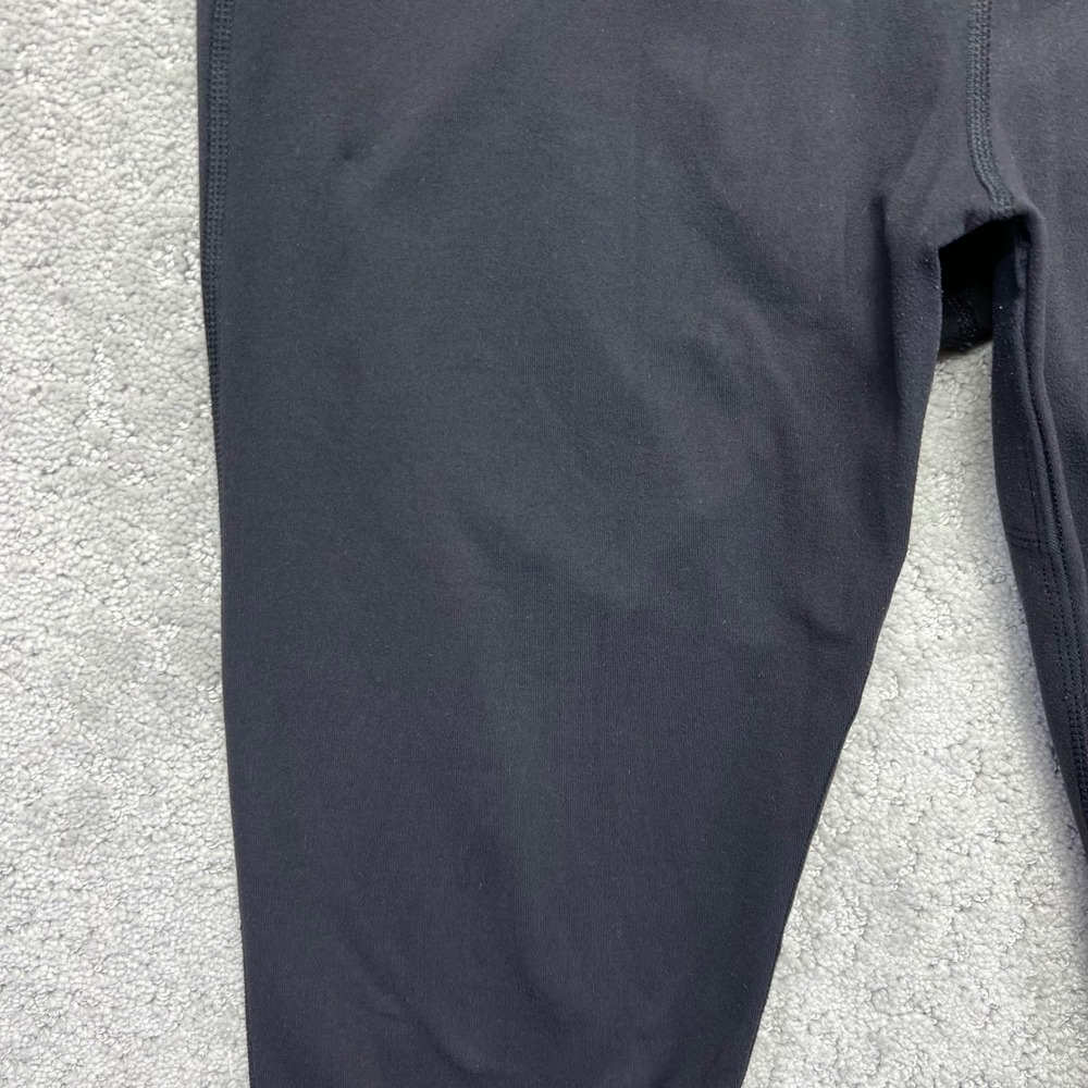 Lululemon Leggings Womens 10 Black High Cropped Mesh Panels Hem Active Yoga - Picture 2 of 14